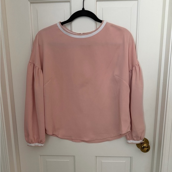 Marie Oliver Tops - Marie Oliver Blush Pink Blouse with White Trim